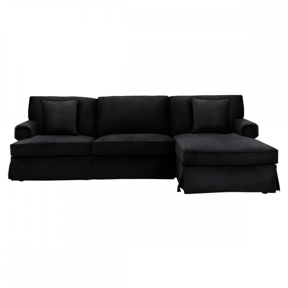 Camden Three Seat Velvet Chaise Sofa
