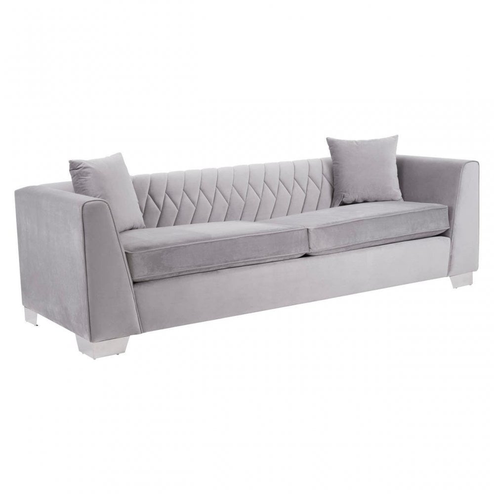 Bedford 3 Seat Grey Velvet Sofa