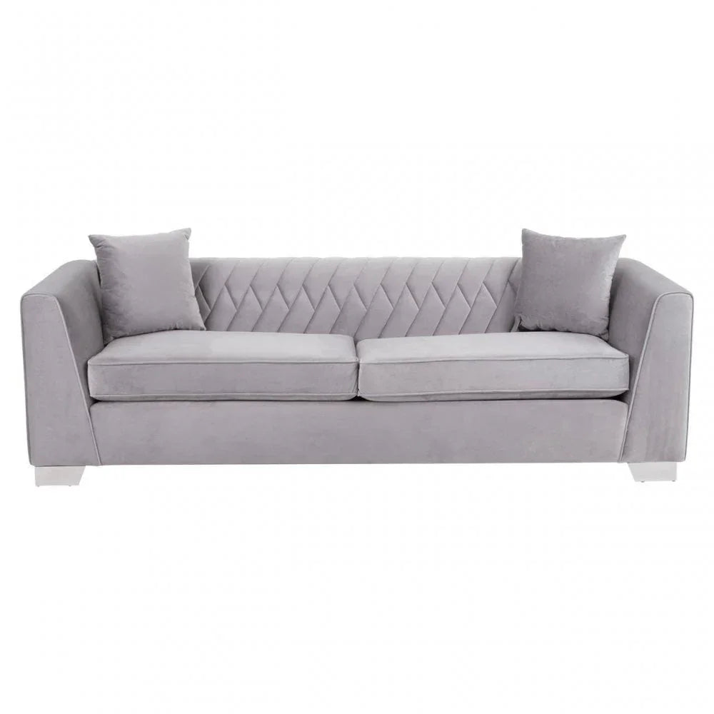 Bedford 3 Seat Grey Velvet Sofa