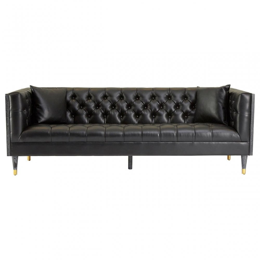 Camden Black Faux Leather 3 Seat Sofa
