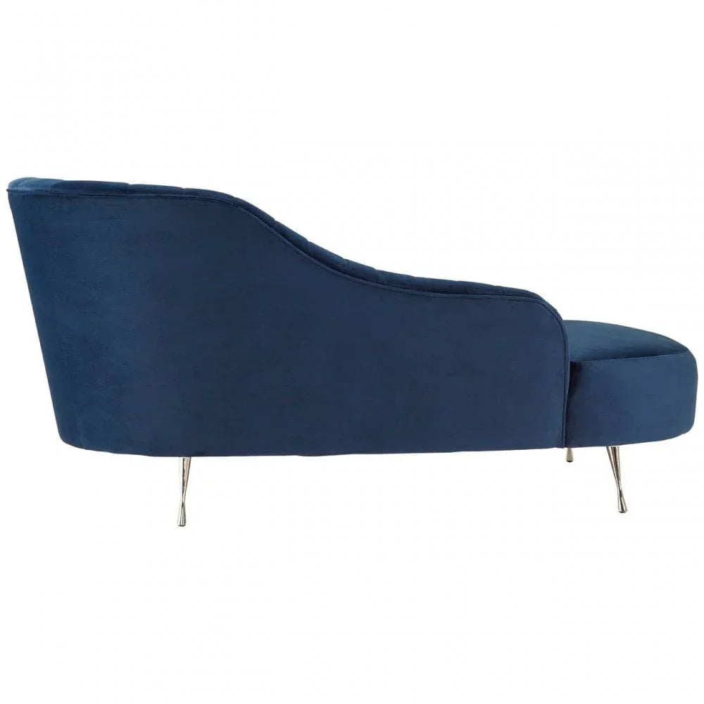 Amber Dark Blue Velvet Right Arm Chaise Longue