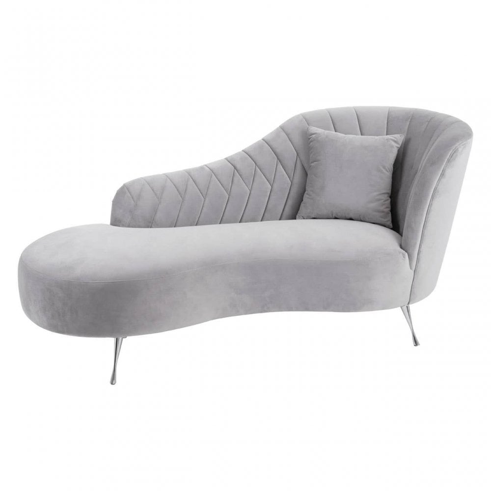 Amber Grey Velvet Chaise Longue