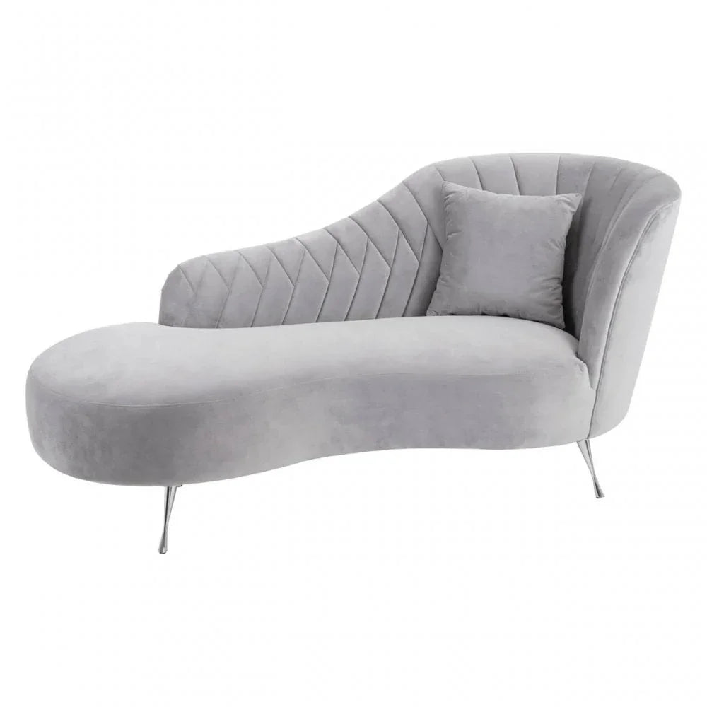 Amber Grey Velvet Chaise Longue