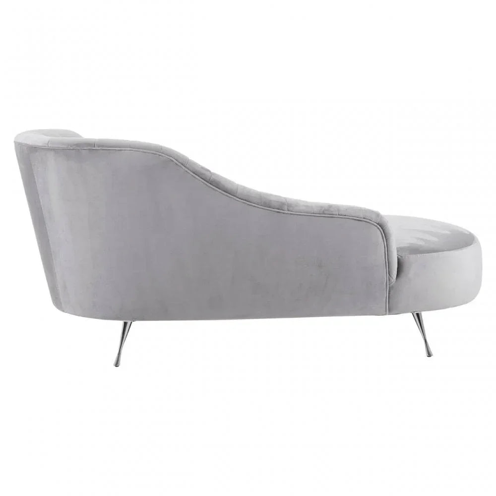 Amber Grey Velvet Chaise Longue