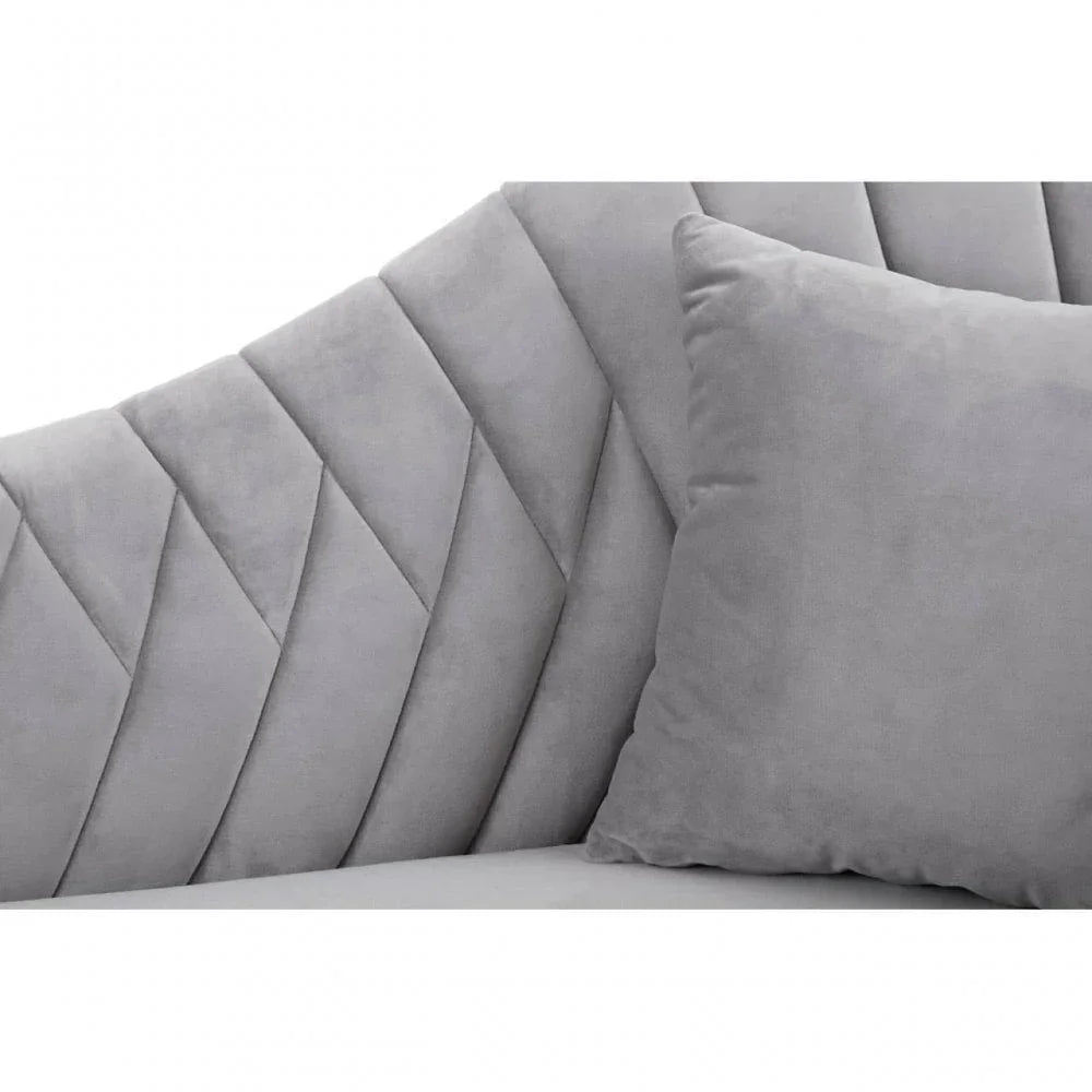 Amber Grey Velvet Chaise Longue