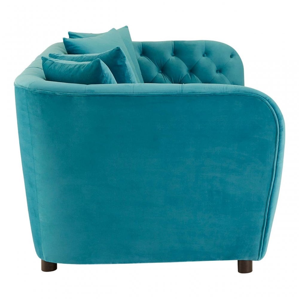 Luna Cyan Velvet 3 Seat Sofa