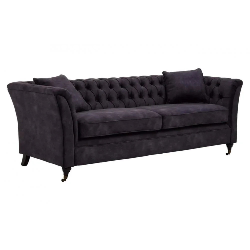 Milena Three Seat Grey Velvet Sofa