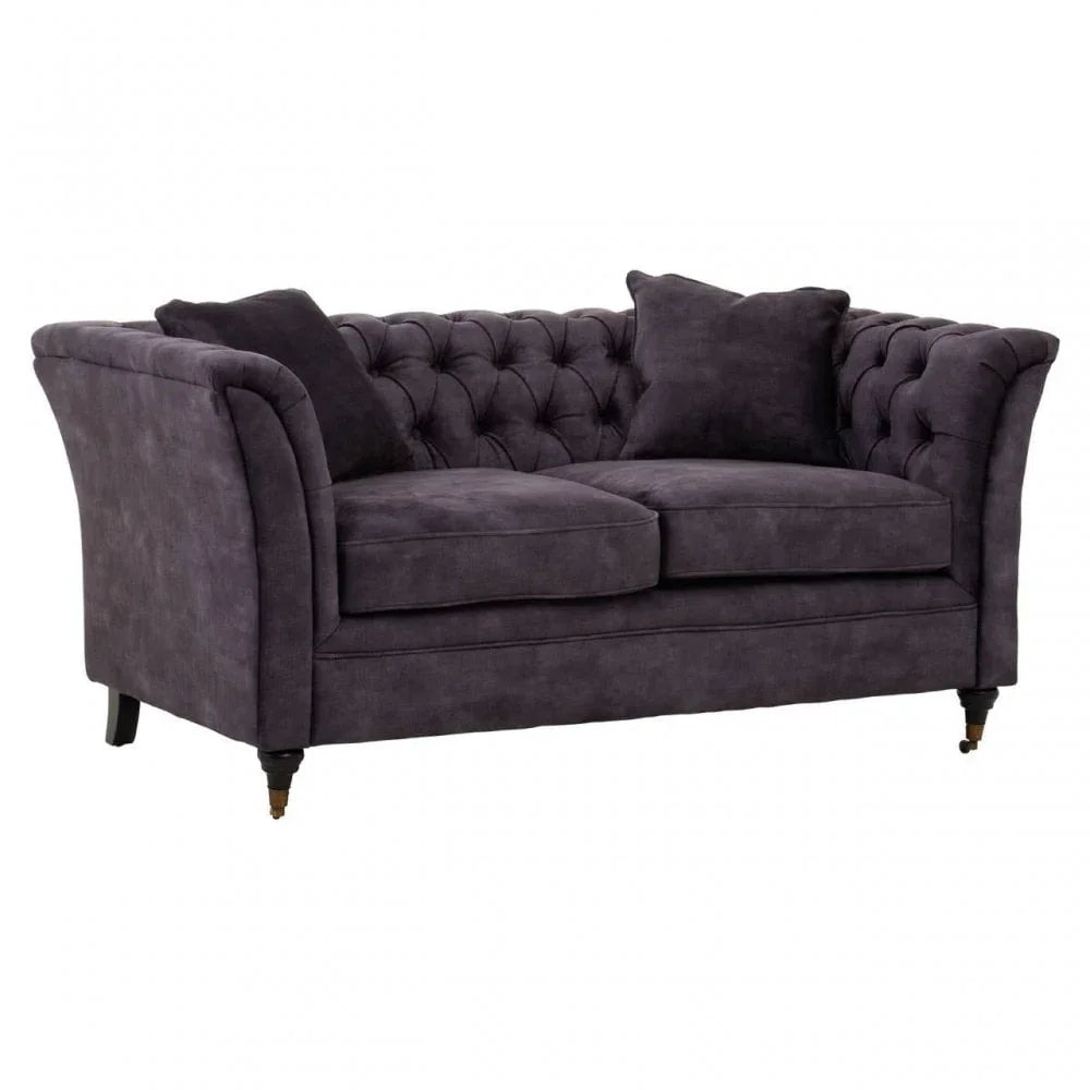 Milena Two Seat Grey Velvet Sofa