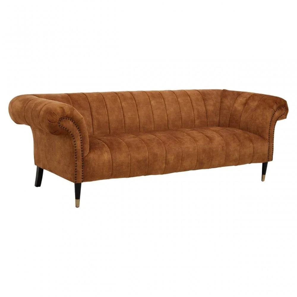 Westend Three Seat Gold Velvet Sofa