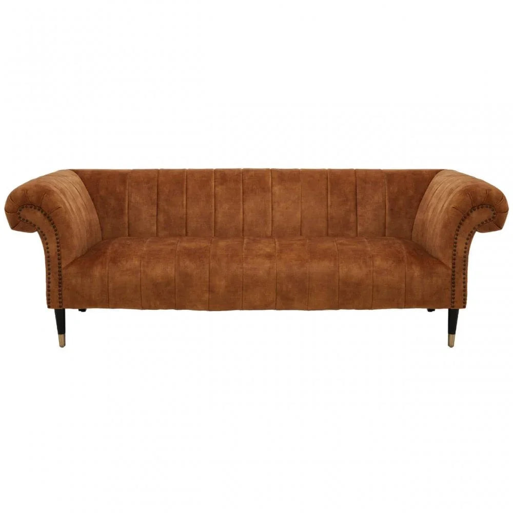 Westend Three Seat Gold Velvet Sofa