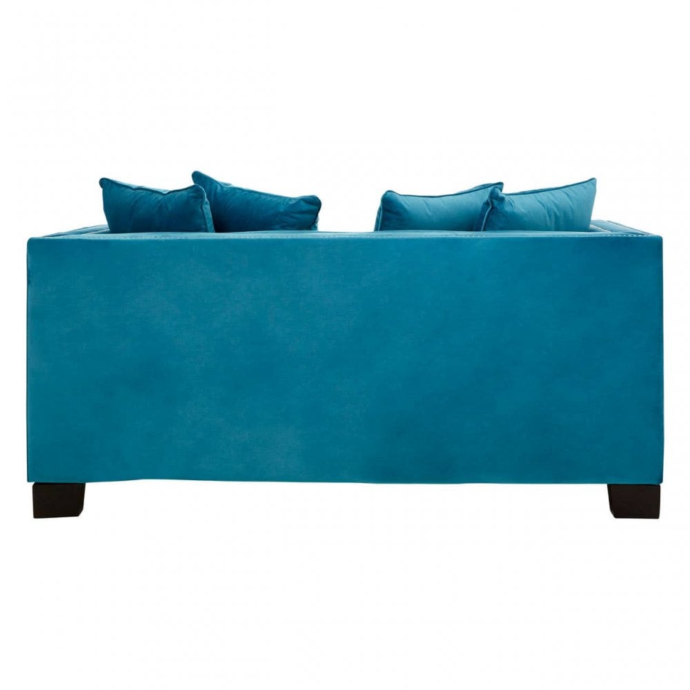 Westend 2 Seater Cyan Blue Velvet Sofa