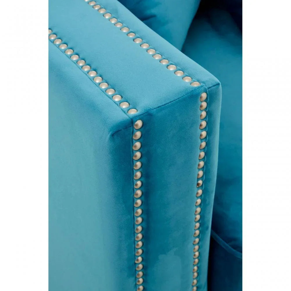Westend 2 Seater Cyan Blue Velvet Sofa