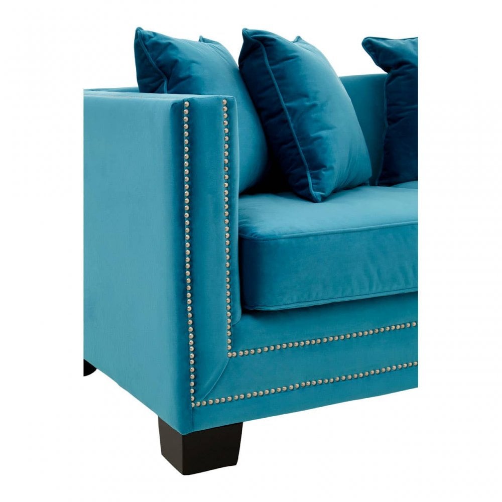 Westend 2 Seater Cyan Blue Velvet Sofa
