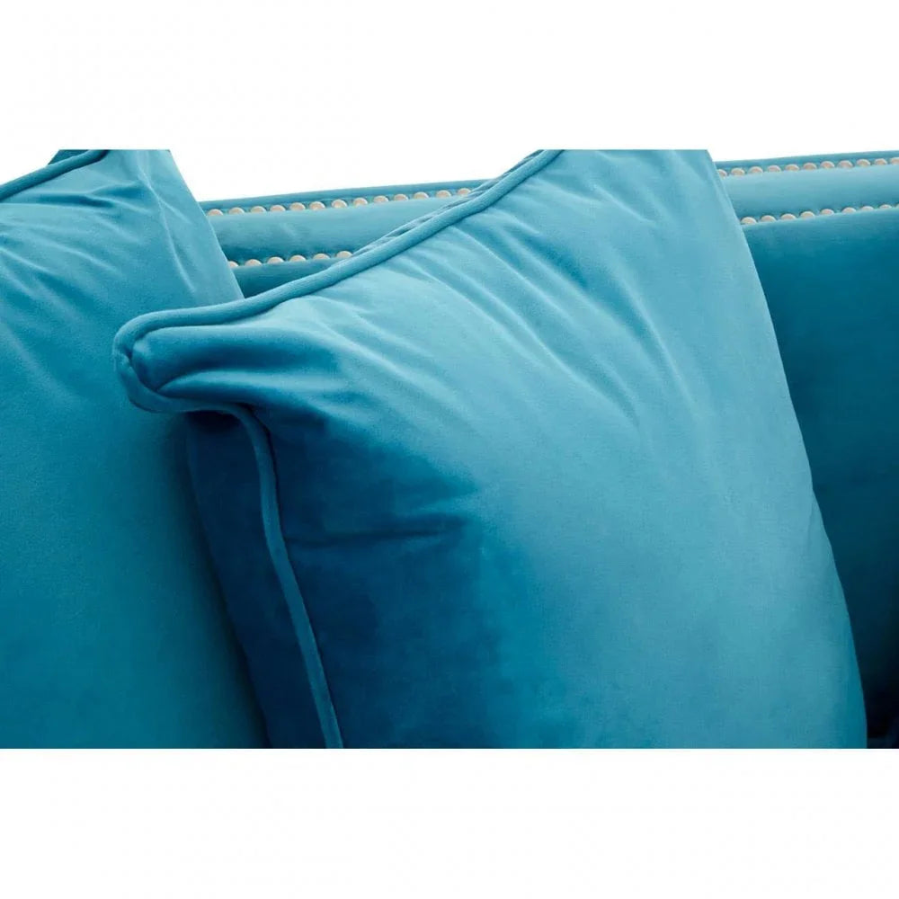 Westend 2 Seater Cyan Blue Velvet Sofa
