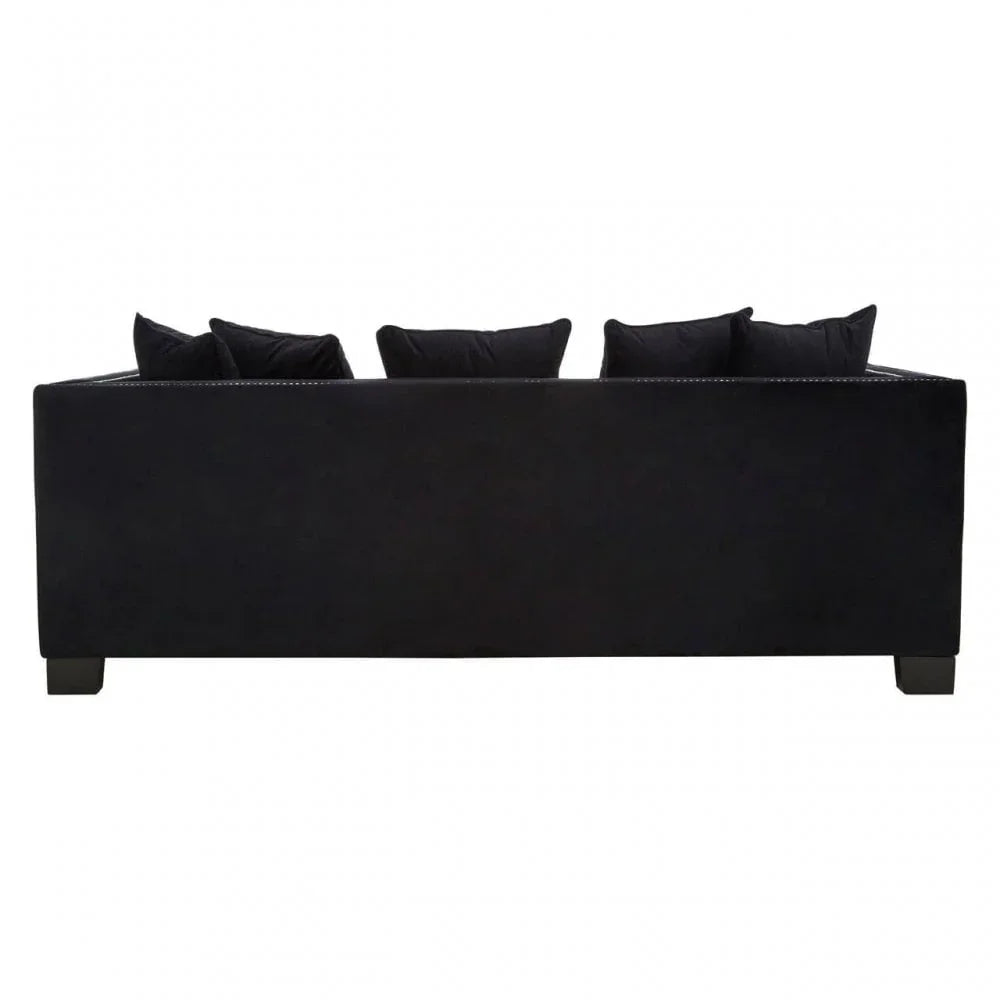 Westend 3 Seater Black Velvet Sofa