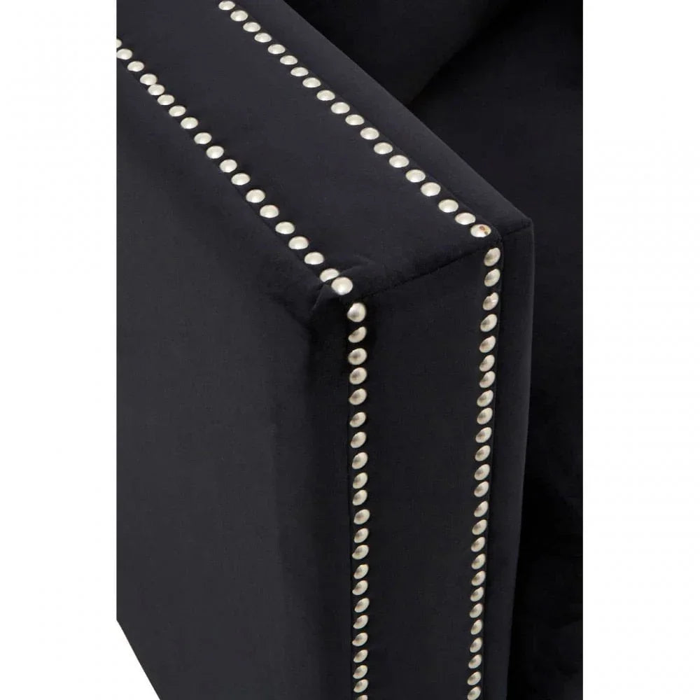 Westend 3 Seater Black Velvet Sofa