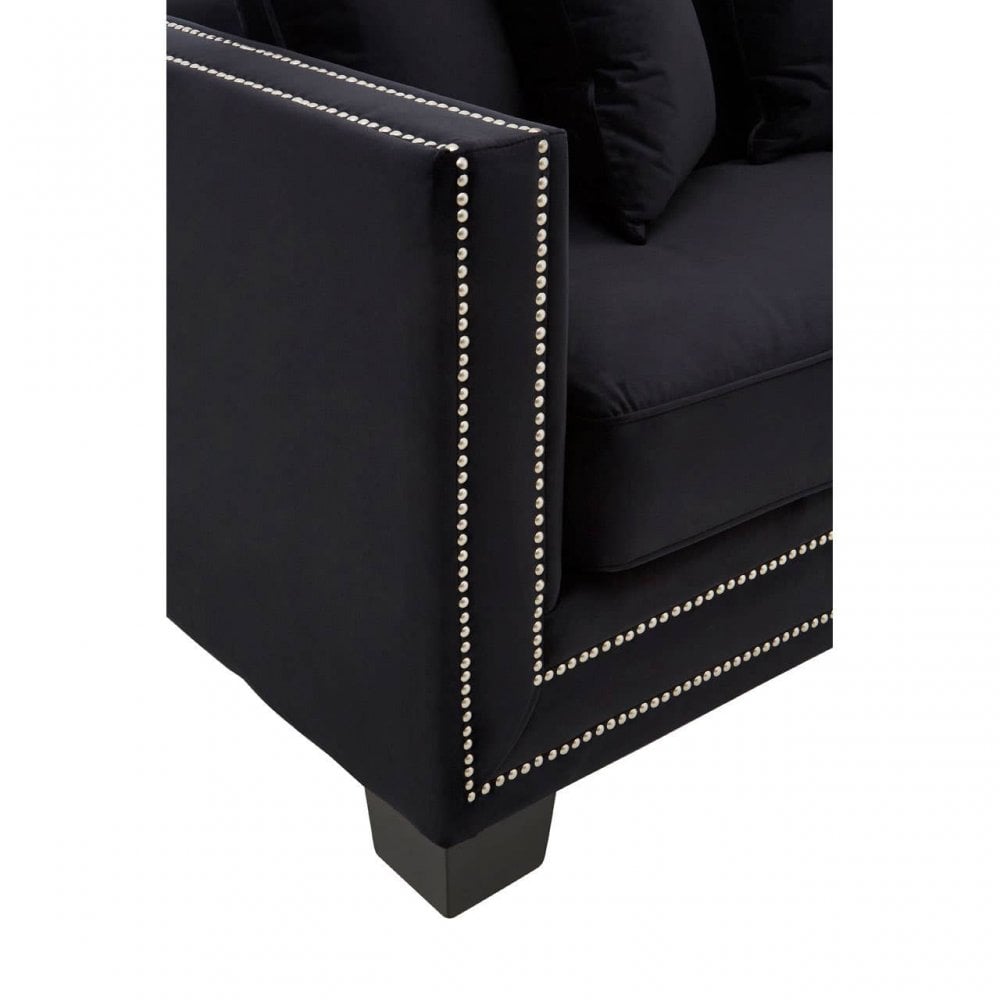 Westend 3 Seater Black Velvet Sofa