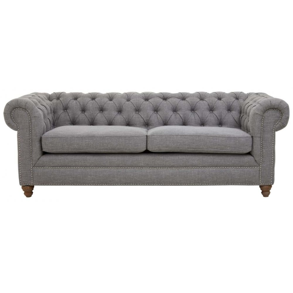 Helia Three Seat Grey Linen Sofa