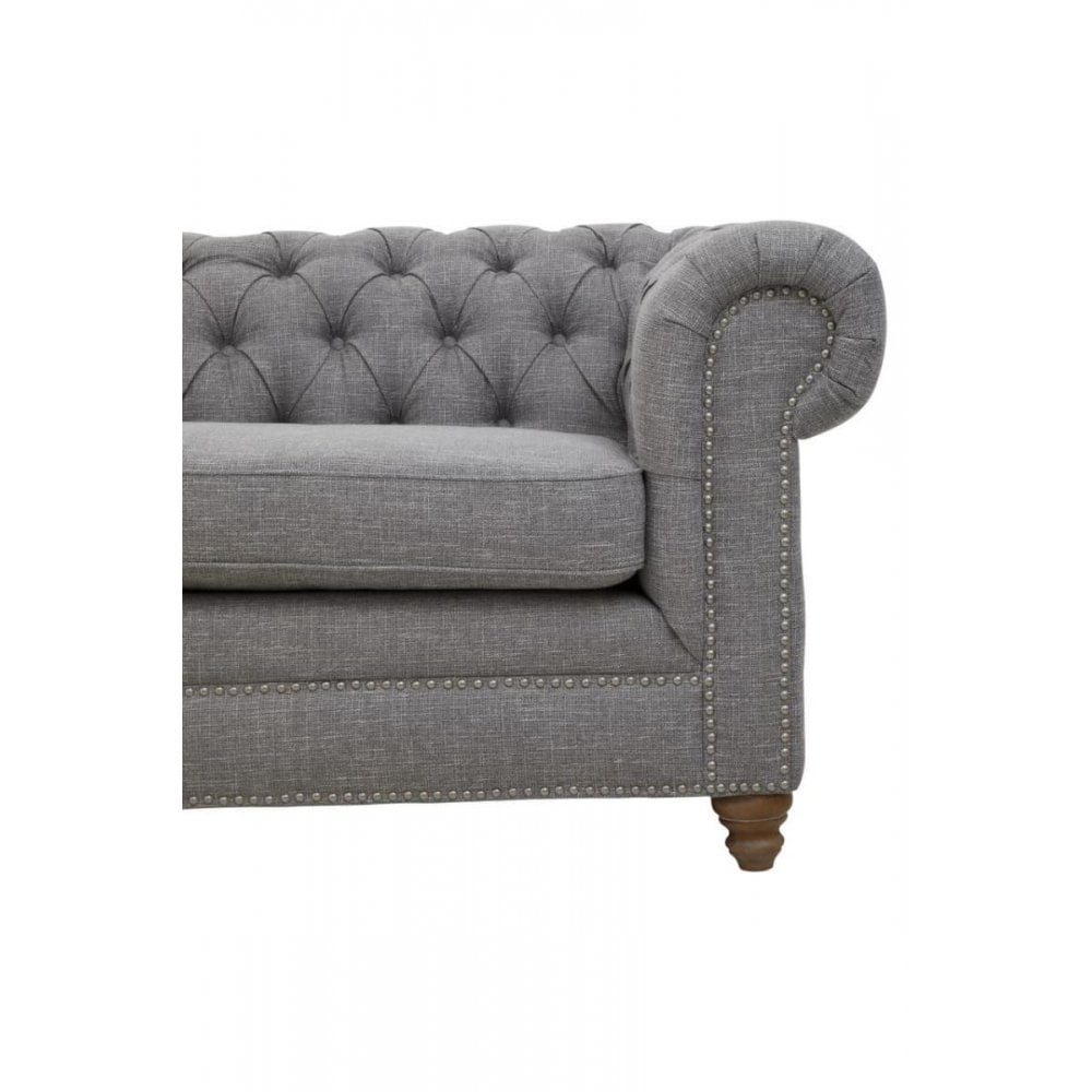 Helia Three Seat Grey Linen Sofa