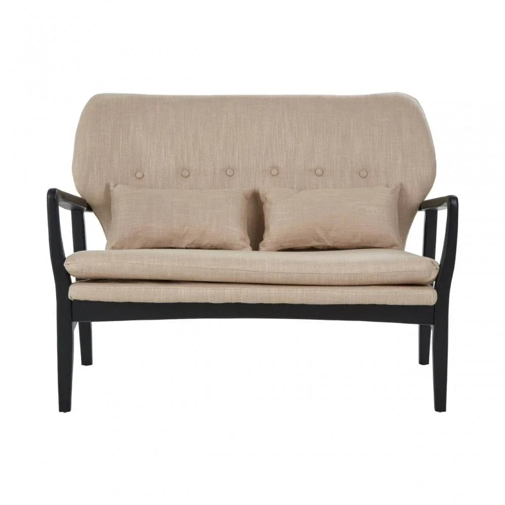 Nexus 2 Seat Beige Sofa With Black Wood Frame