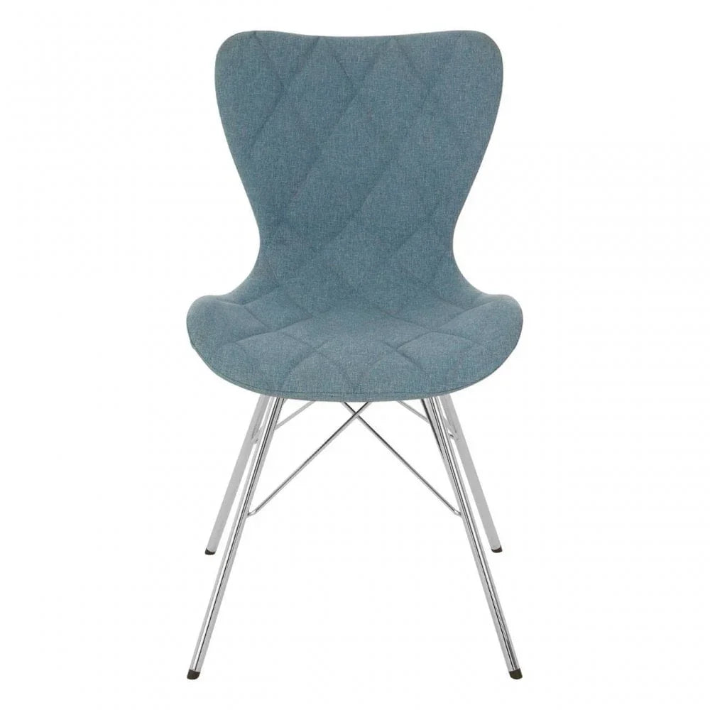 Buy modern fabric dining chair with chrome legs online, stylish upholstered kitchen seating