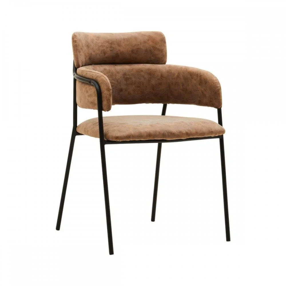 Buy brown suede dining chair with metal legs online, modern accent seating for home