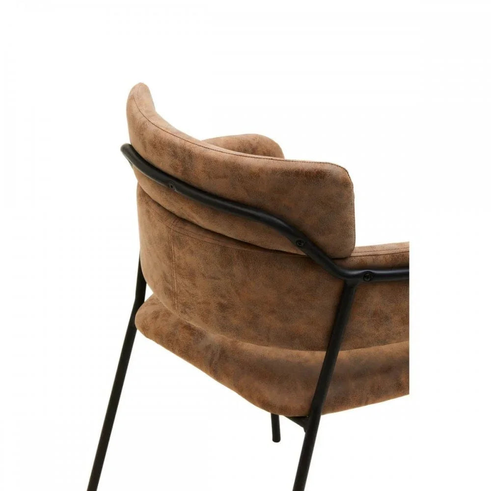 Buy brown faux leather dining chair with metal frame online, modern dining room seating