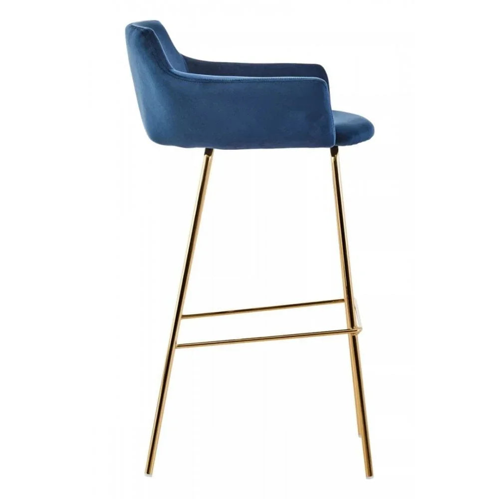 Blush Velvet Low Back Bar Chair