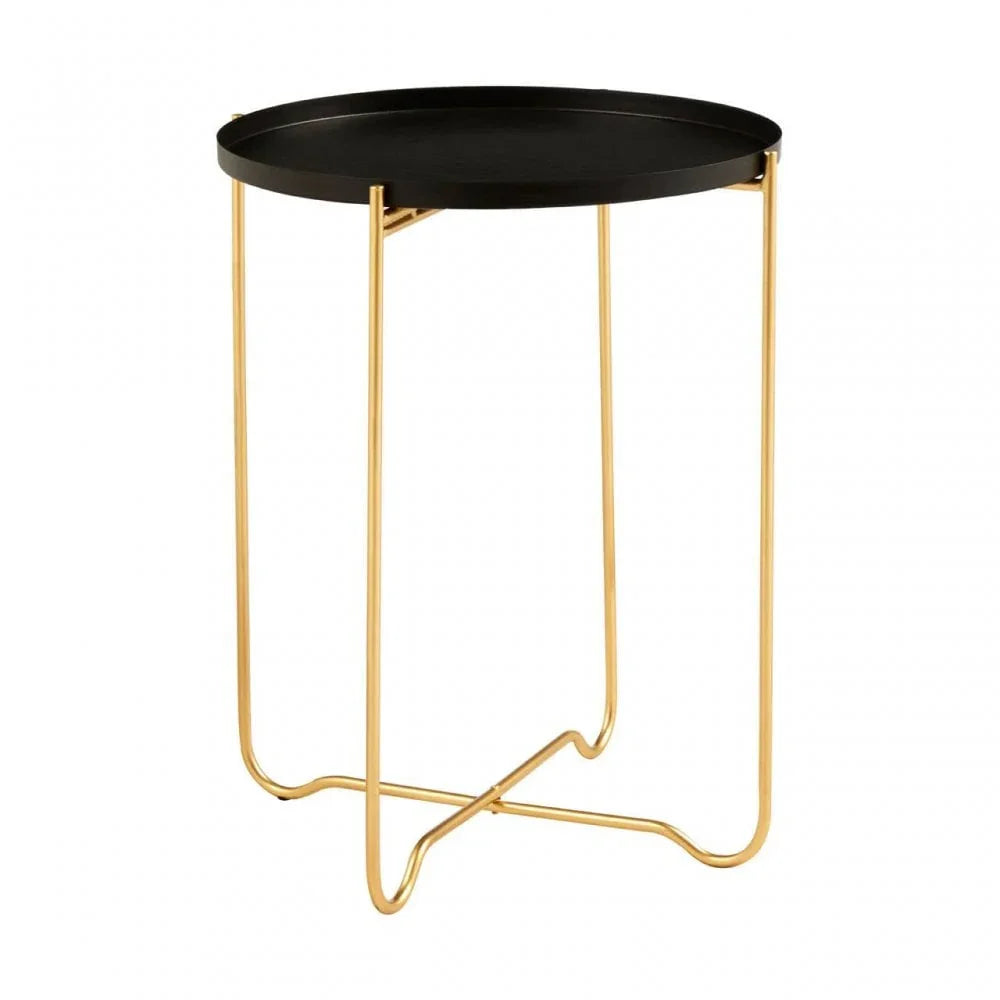 Titan Black Finish Round Top Side Table