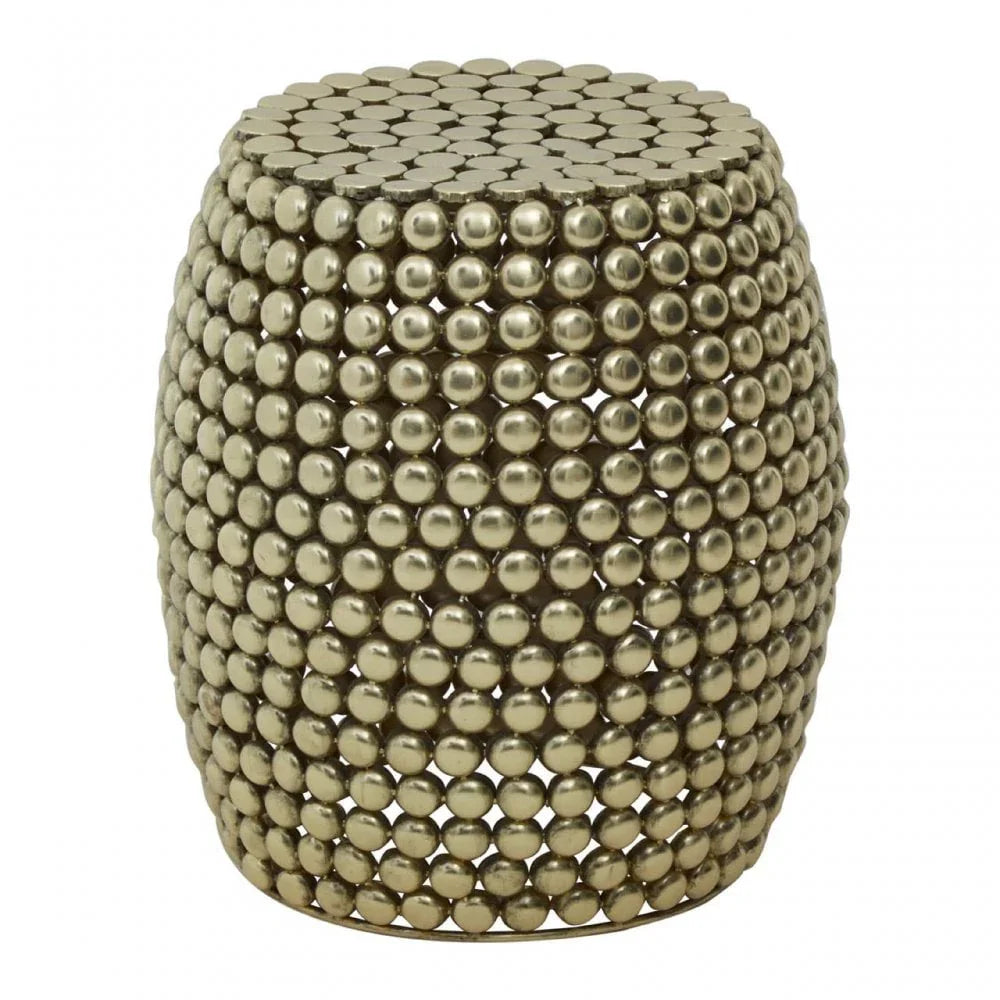 Titan Gold Finish Beaded Barrel Stool