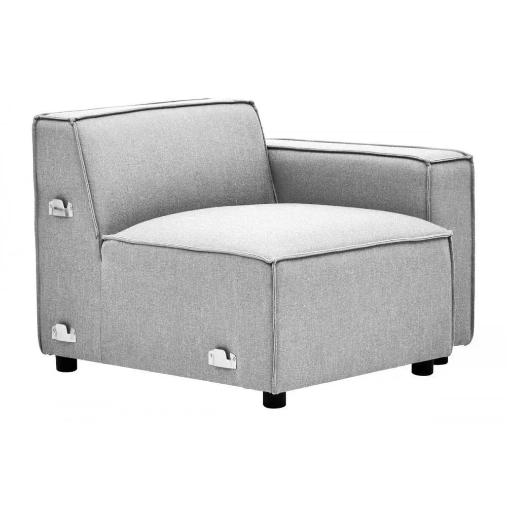 Light grey fabric corner sofa seat with metal connectors and black feet