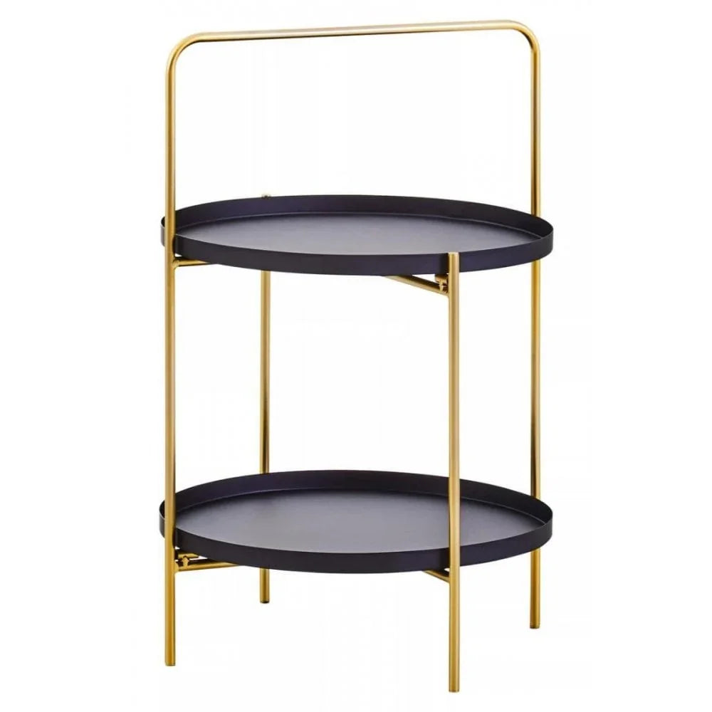 Orion Two Tier Black & Gold Side Table