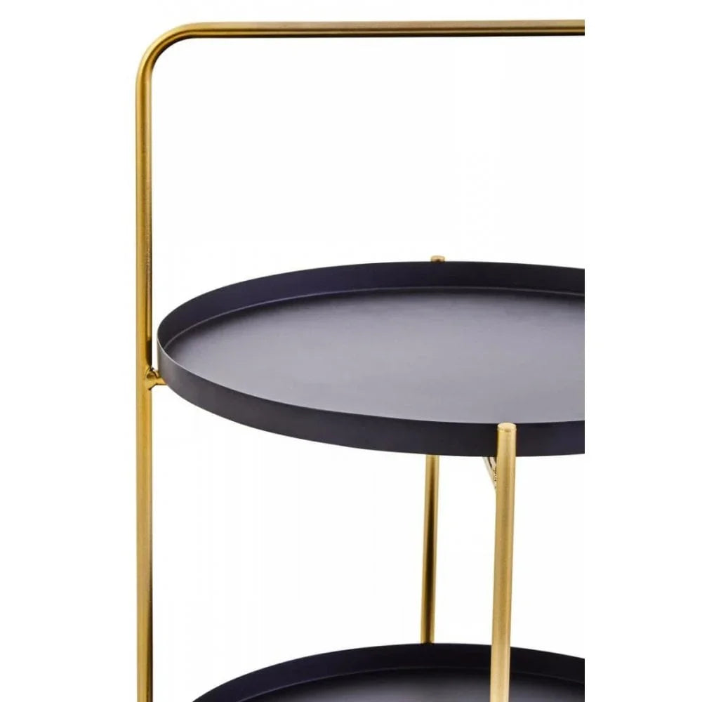 Orion Two Tier Black & Gold Side Table