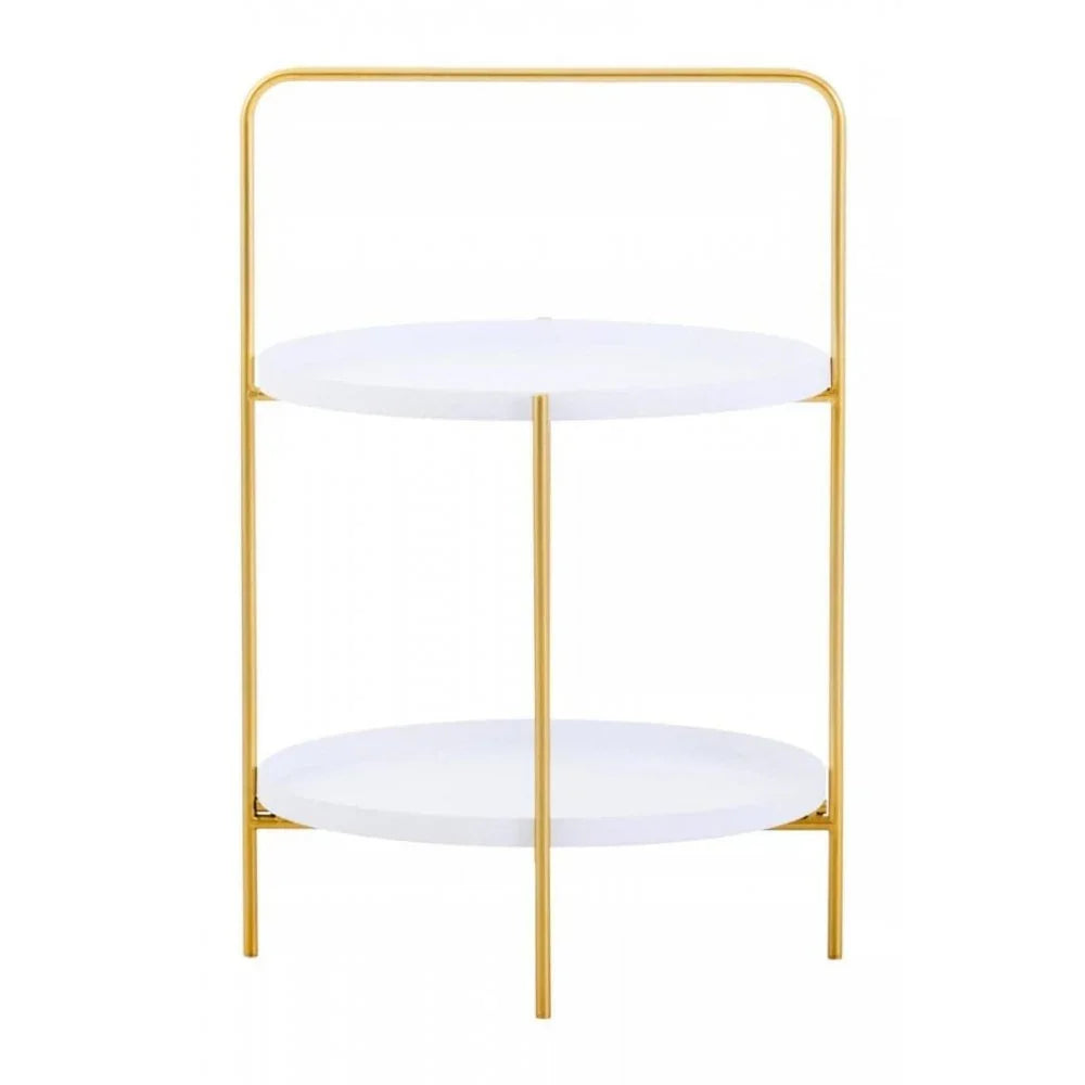 Orion Two Tier White & Gold Side Table