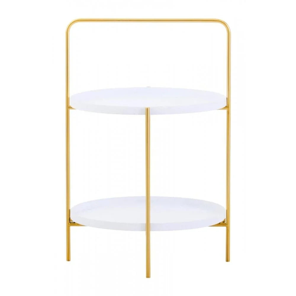 Orion Two Tier White & Gold Side Table