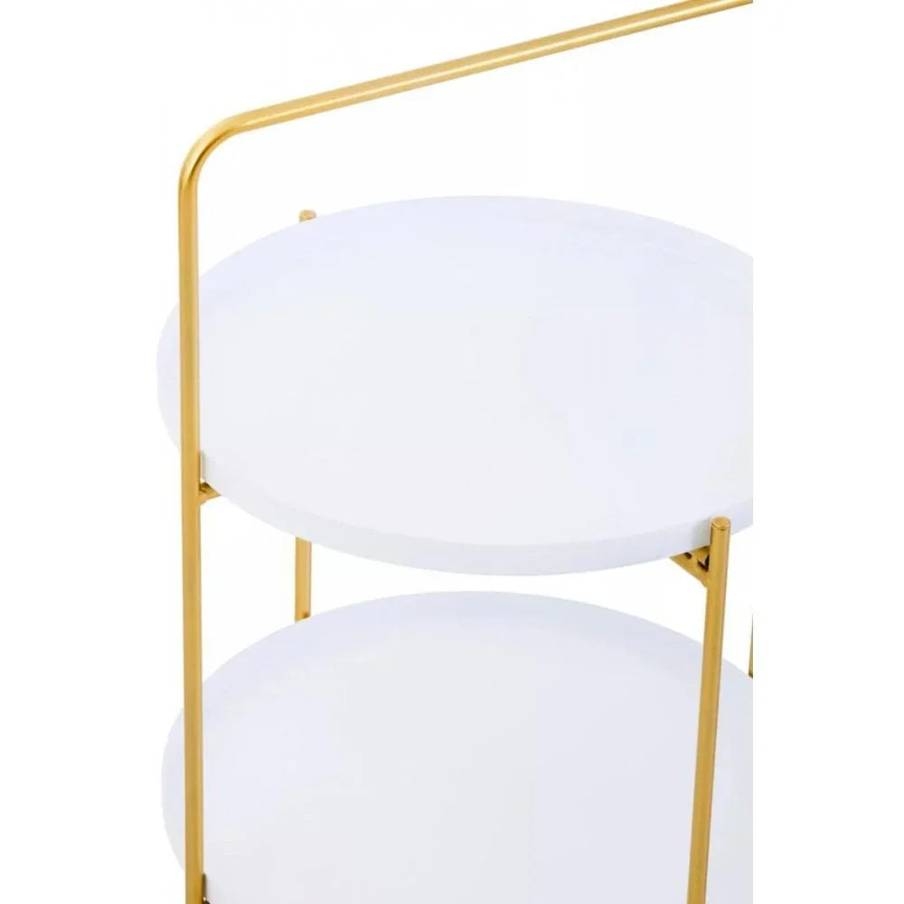 Orion Two Tier White & Gold Side Table