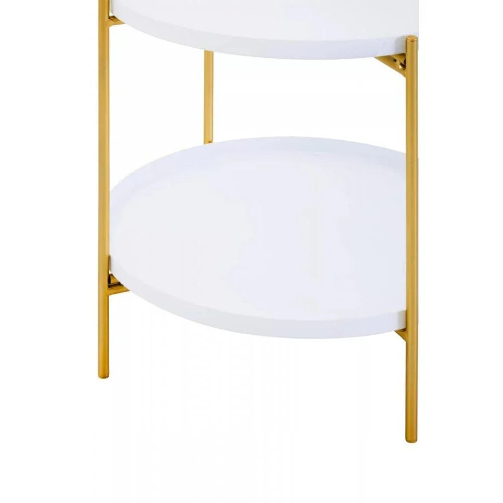 Orion Two Tier White & Gold Side Table