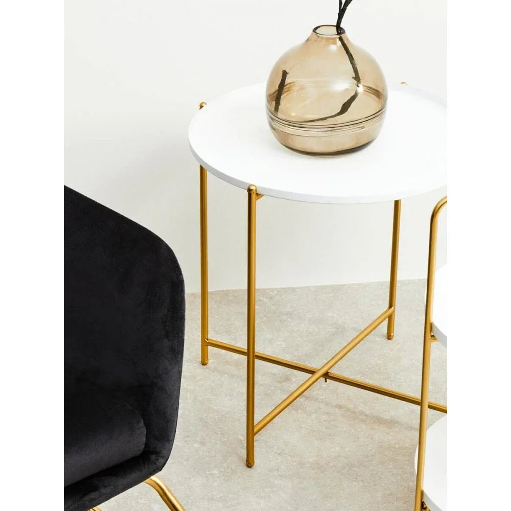 Orion White Top Side Table