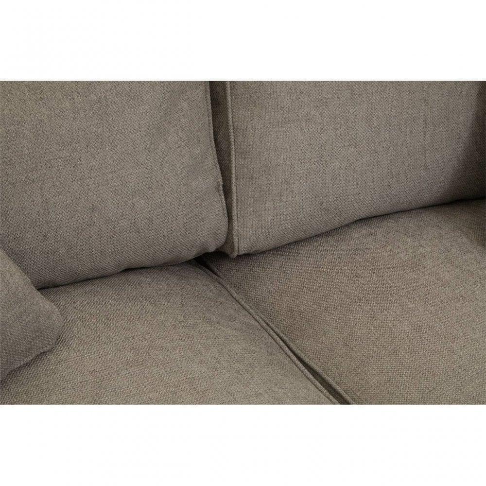 Close-up of grey fabric sofa cushions and seat detail