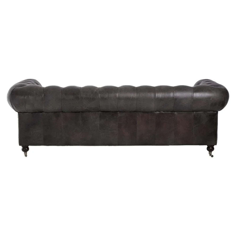 Cambridge Dark Grey Leather Chesterfield Sofa