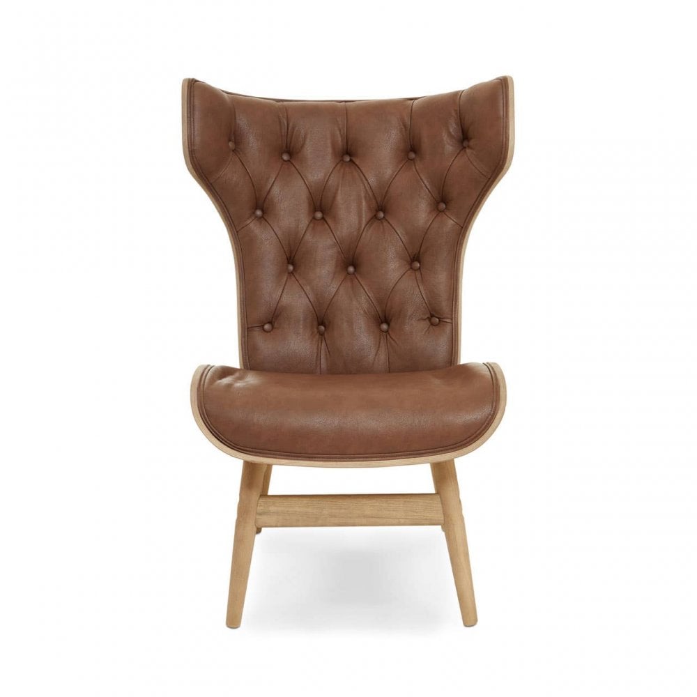 Avalon Brown Leather Effect Chair with Winged Back