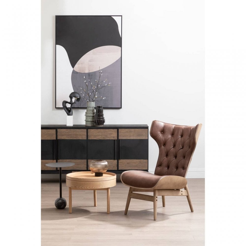 Avalon Brown Leather Effect Chair with Winged Back