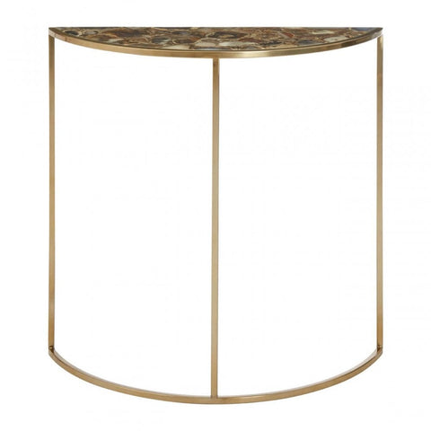 Luna Half Moon Black Agate Top Table