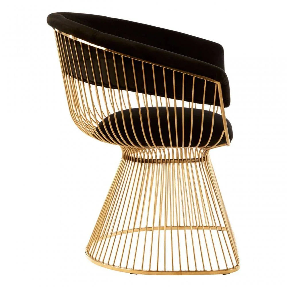 Vero Black Velvet & Gold Finish Chair