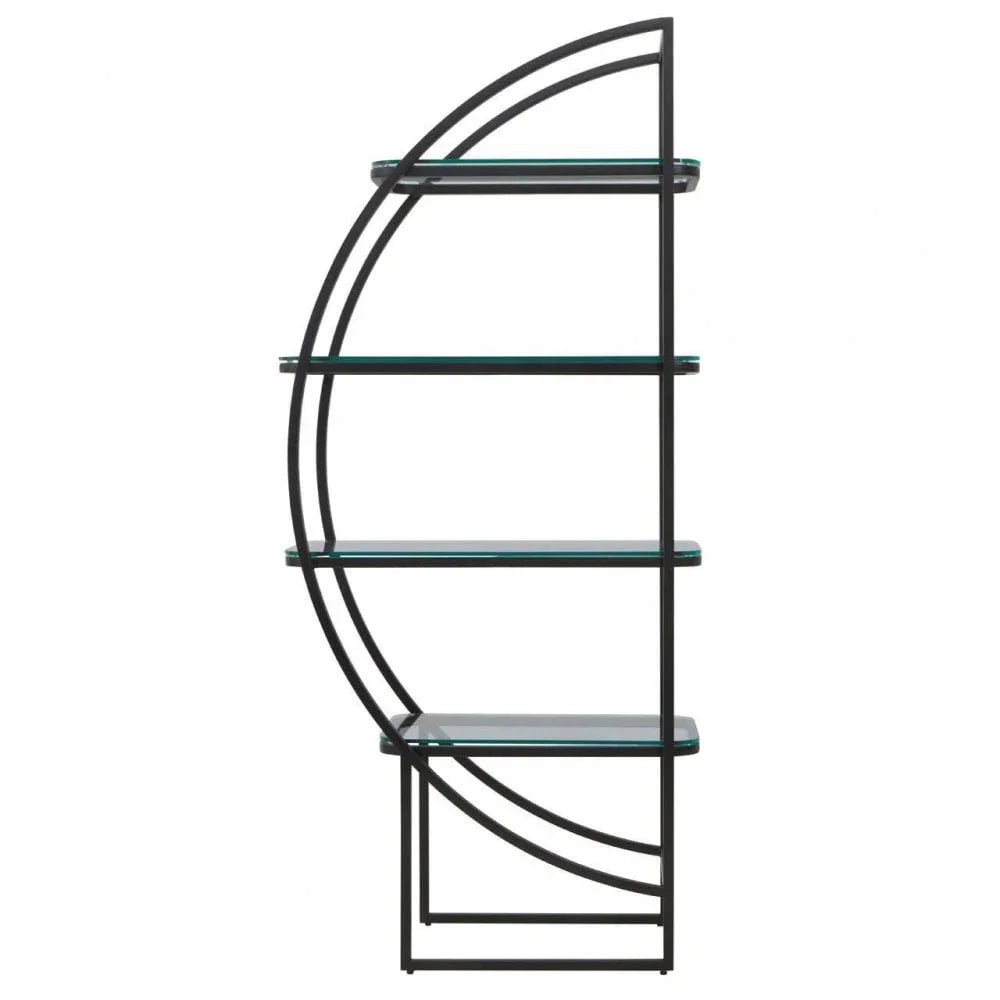 Vero Left Half Moon Black Shelf Unit