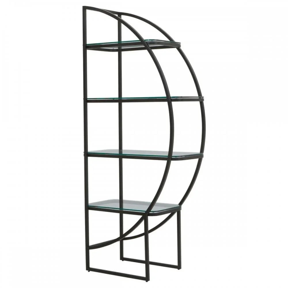 Vero Right Half Moon Black Shelf Unit
