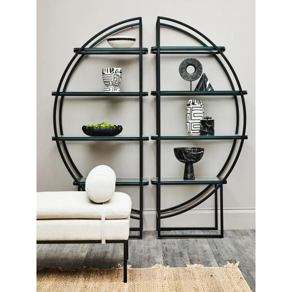 Vero Right Half Moon Black Shelf Unit