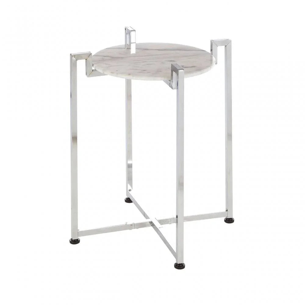 Cibelle Chrome Marble Side Table