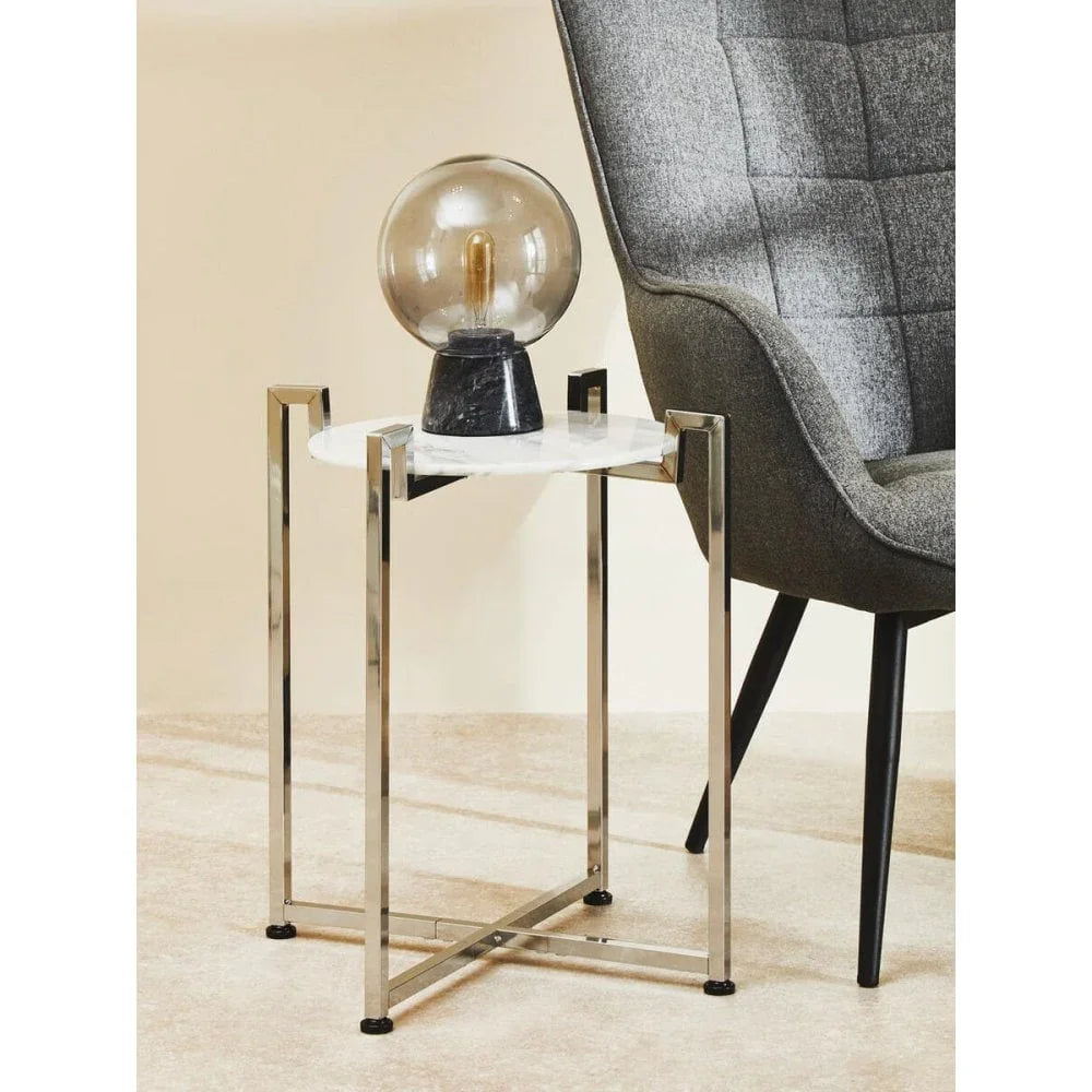 Cibelle Chrome Marble Side Table