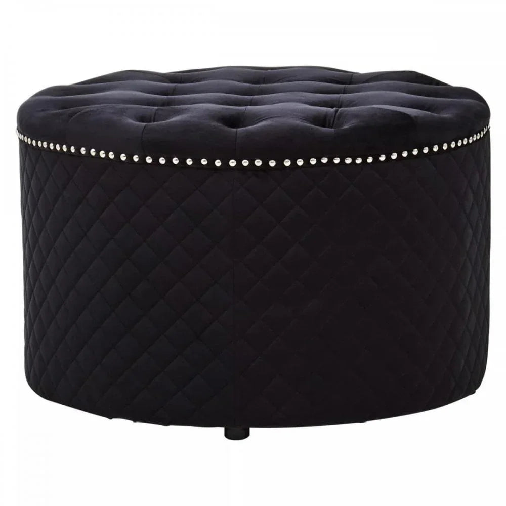 Elara Round Velvet Ottoman